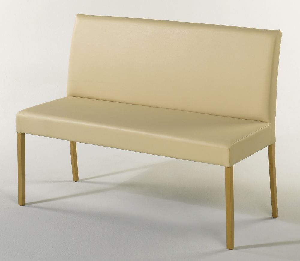 fürs Esszimmer Kunstleder beige mit Lehne Beine Buche 120 cm