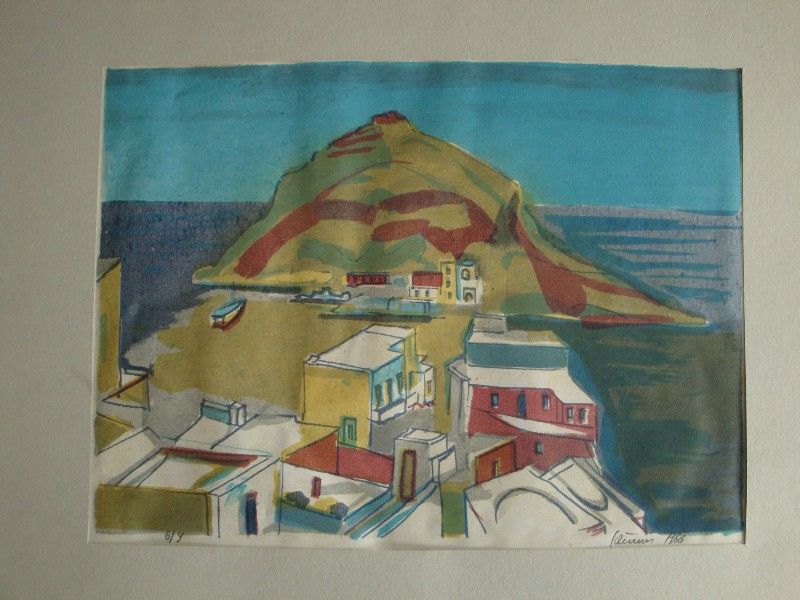 1110A1 162 Siebdruck Südliche Landschaft Ischia 1966