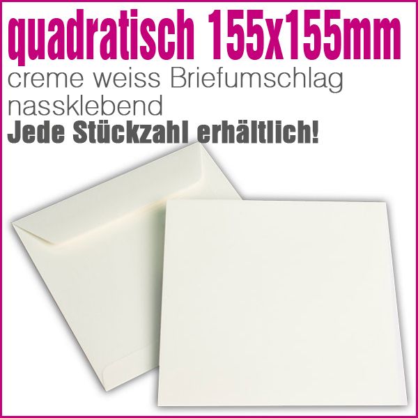 quadratische Briefumschläge Kuvert Umschläge 155x155mm