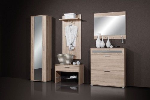 Modernes Design Garderoben Set Max in Eiche 5 teilig komplett