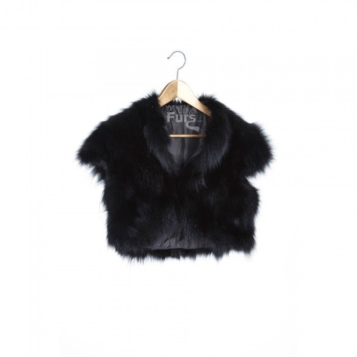 Pelzweste schwarz Bolero Weste Fuchs Pelz Echt Fell fur vest black