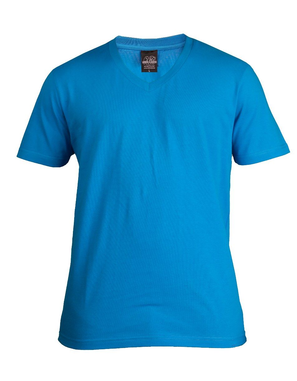 URBAN CLASSICS BASIC V NECK KRAGEN T SHIRT TÜRKIS L