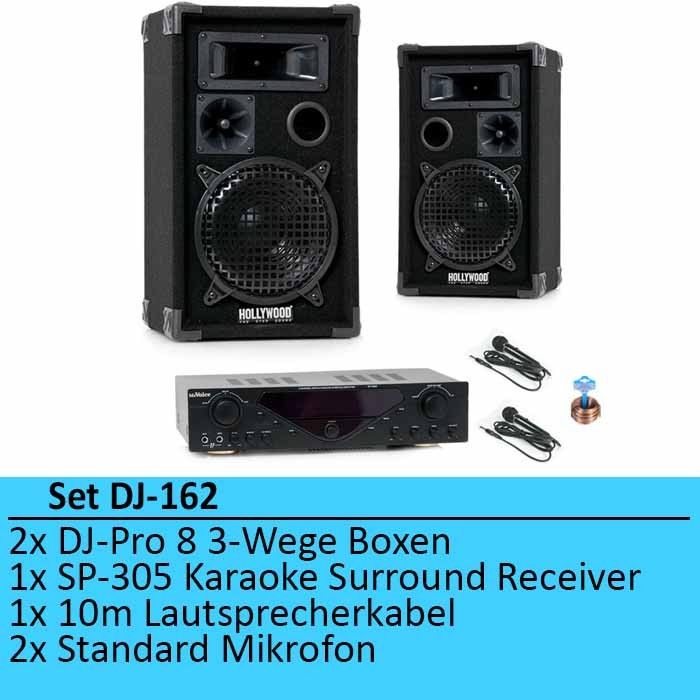 LUXUS KARAOKE ANLAGE DJ Pro8 Boxen Receiver Komplettset