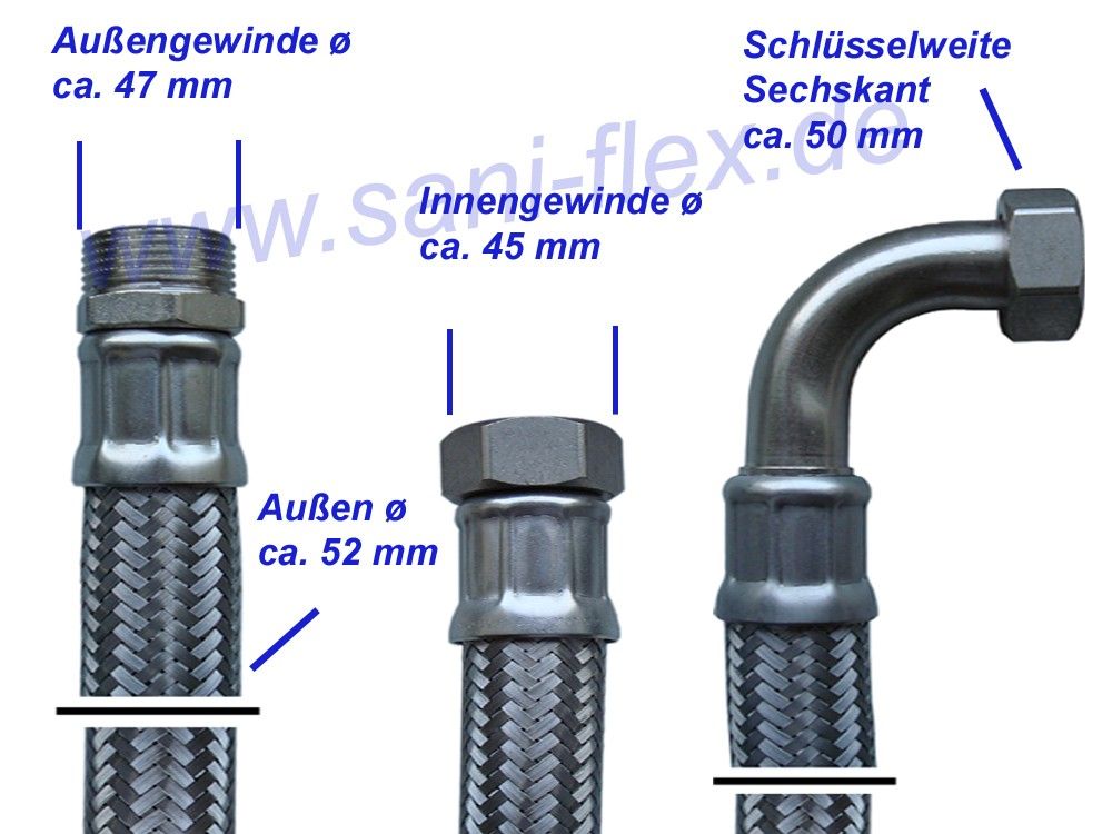 Panzerschlauch, Flexschlauch, DN40, 11/2 ÜM x AG, alle Längen, für