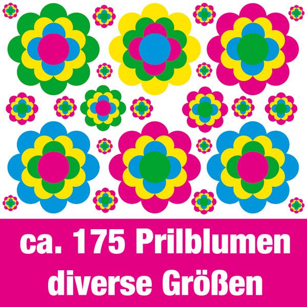 ca 175 Prilblumen Prilblume Aufkleber 1,5 cm   20 cm groß Kult Retro