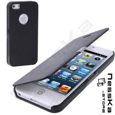 iPhone 5 Schwarz Flip Cover Tasche Schutz Hülle Bumper Case Scha