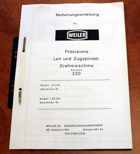 Weiler Präz.Leit  .Zugspindeldrehbank LD220 Nr.9746