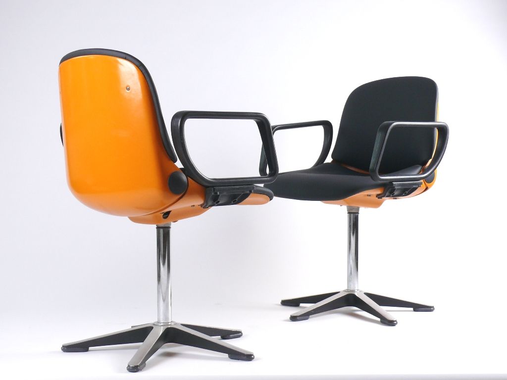 SET 2 WILKHAHN 223 OFFICE CHAIR ORANGE STUHL SPACE AGE DESIGN