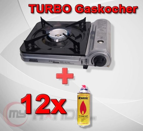 TURBO Aluminium Camping +12 227ml Butan Gaskartuschen Gaskocher Gas