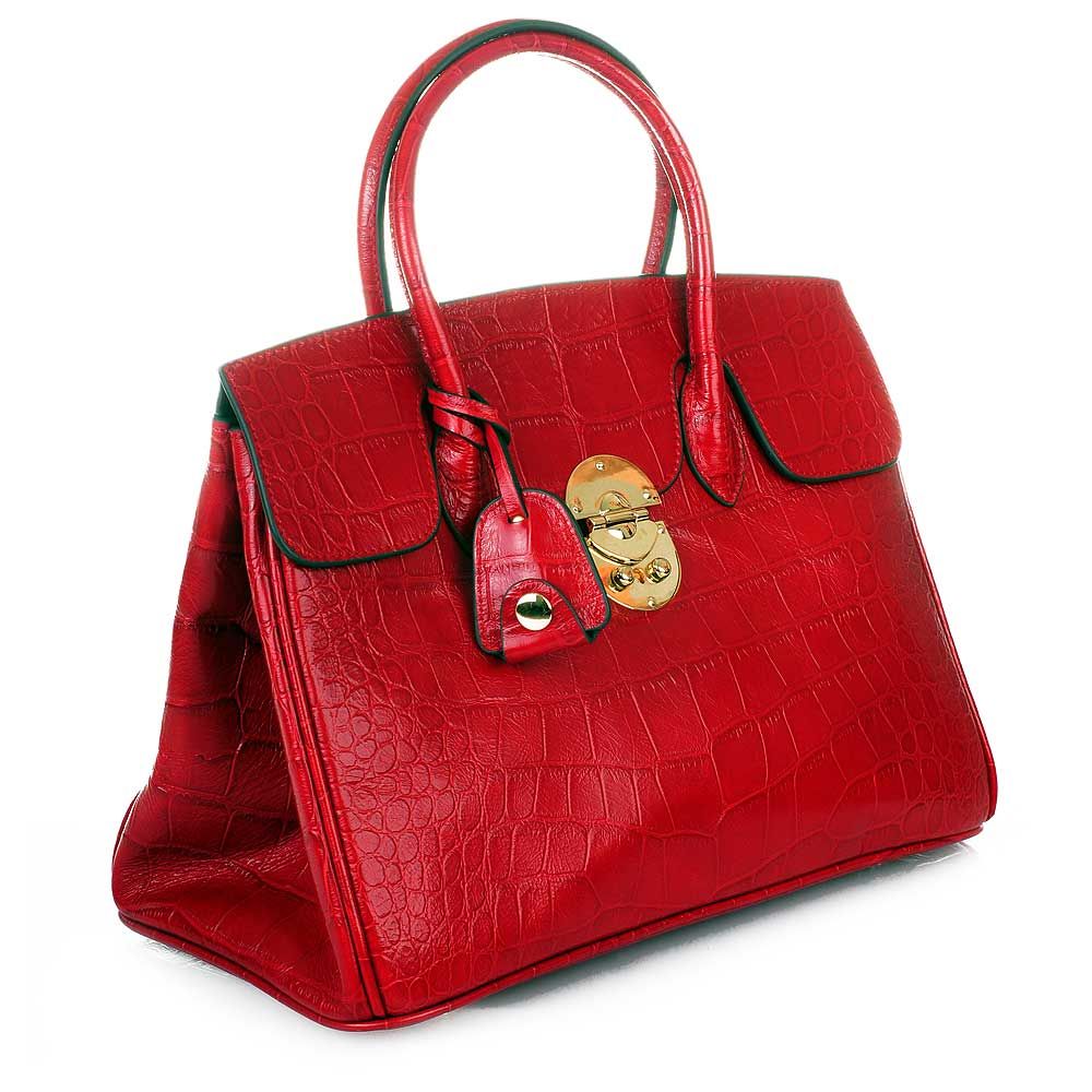 ROUVEN Rot Jane 35 Croco Tote Bag Leder Handtasche UVP699€