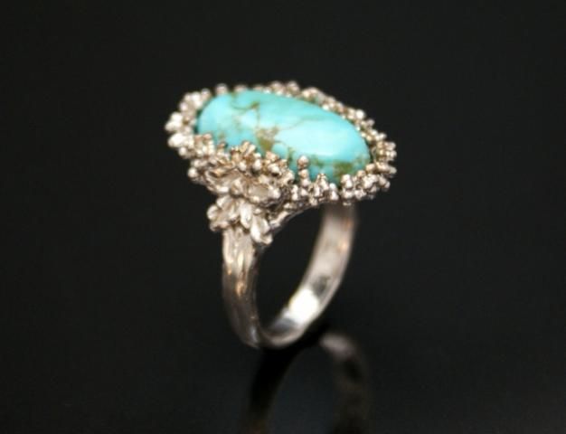 Unikat  925 SILBER RING mit Türkis Stein TURQUOISE 100 % Handarbeit