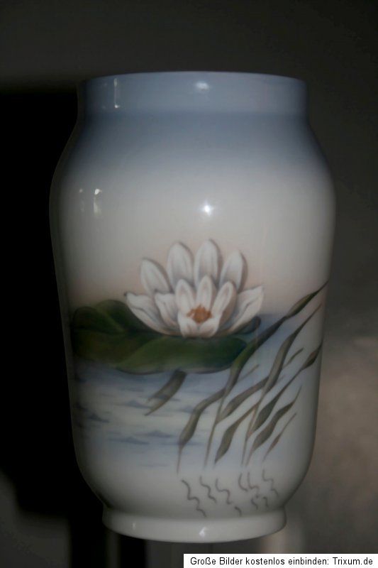 seltene ROYAL COPENHAGEN Kunstvase   Wasserlilie u. Libelle   17,2 cm