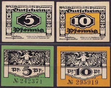 Sachsen   Plauen   Notgeld 1921   10 + 5 Pfennig (ca276