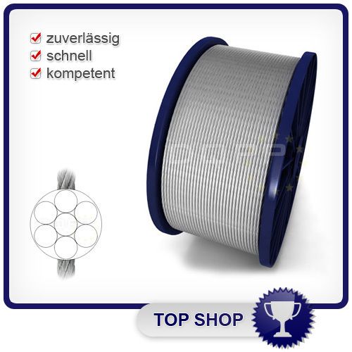 30m STAHLSEIL 1mm DIN 3052 1x7 Seil Drahtseil Stahlseile Draht TOP