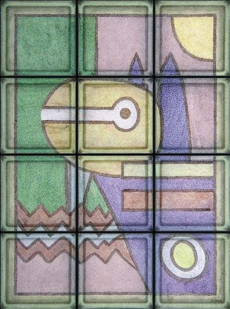 PAUL KLEE 1914 GLAS GLASBAUSTEINE WAND KUNST MODERN NEU