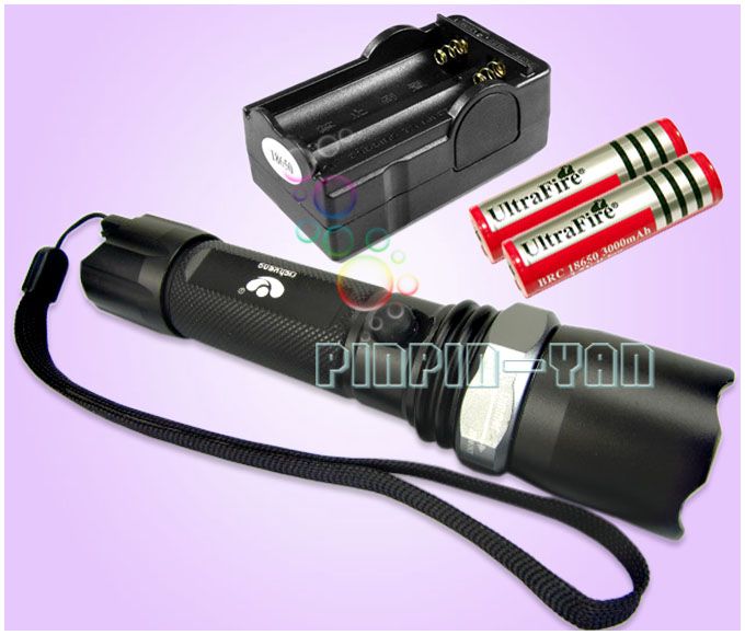 Zoom Swat Police Q5 LED Flashlight Torch 3 mode 380LM +2x 18650