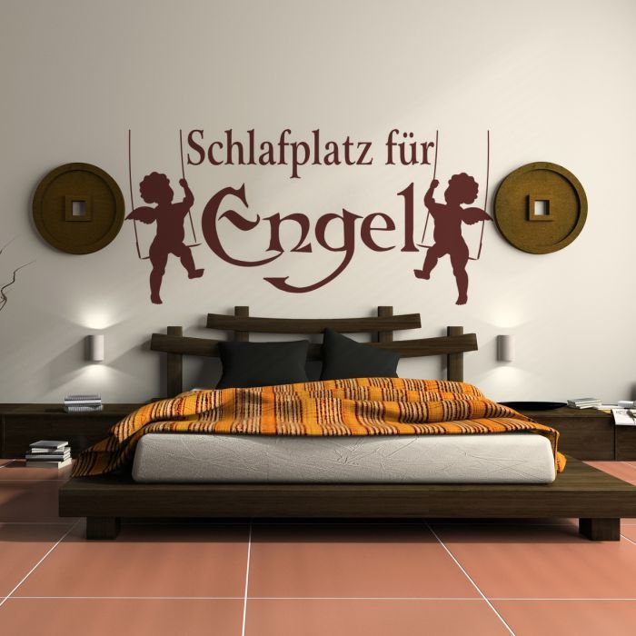 WT116 Wandtattoo Schlafplatz für Engel Tattoo Schlafzimmer Motiv