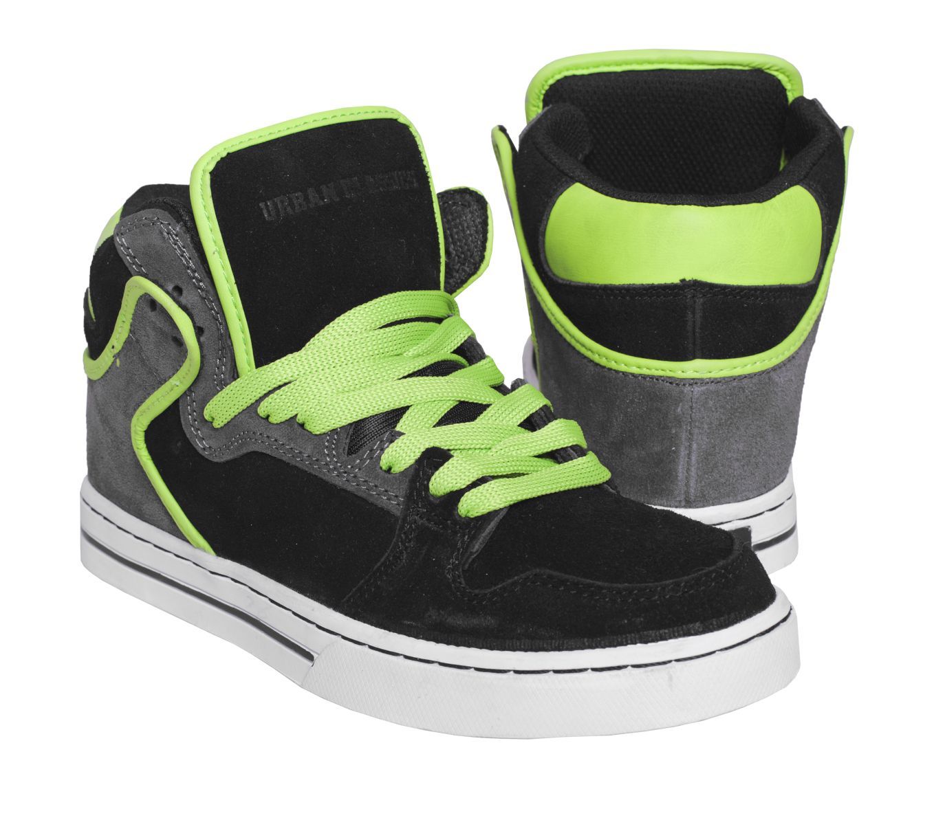 URBAN CLASSICS HIGH TOP SKATER SCHUHE SCHWARZ/GRAU/LIME