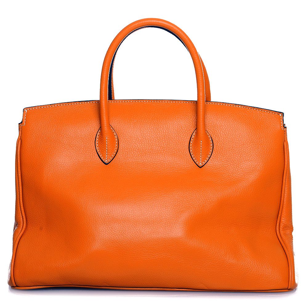 ROUVEN Orange & Gold JANE 40 Tote Bag Kalbleder Damen Tasche