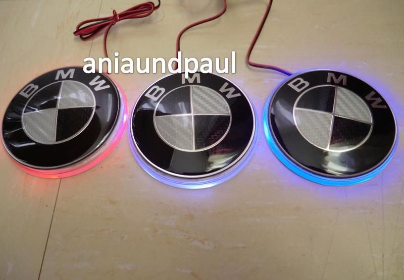 LED BMW Emblem CARBON Schwarz 82mm Durchmesser N E U   