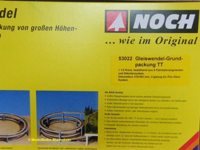 NOCH 53022 TT Gleiswendel Grundkreis, R 310/353 mm, 1 2 gleisig, Neu