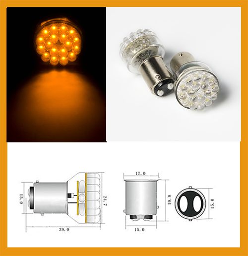 24 LED BAY15d ORANGE Lampe 12V Blinker Birne