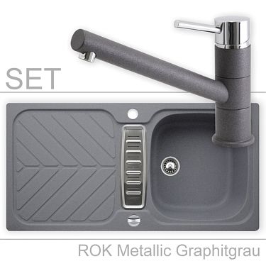 TOP Astracast SET Spüle Granit + Armatur Graphitgrau Grau Spülbecken