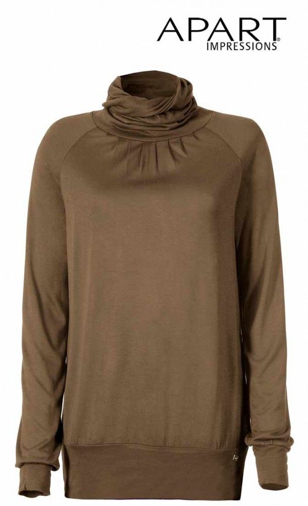 Exclusiver Rollkragenpullover in khaki taupe von Apart