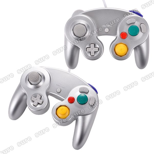 2x Neu Gamepad Joypad Controller f Nintendo Wii Gamecube Silber