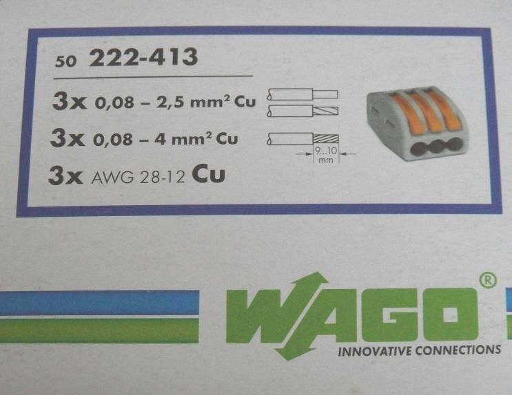 50 Stück Wagoklemmen 222 413 Wago Klemmen