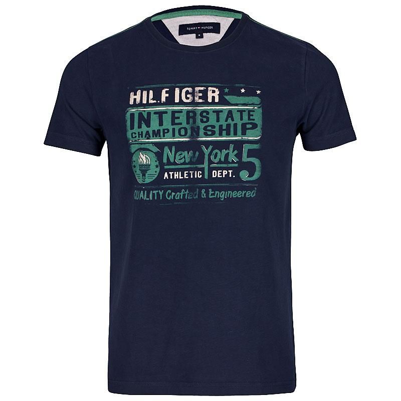 Tommy Hilfiger TH Herren T Shirt Tshirt Shirt INTERSTATE TEE blau S M