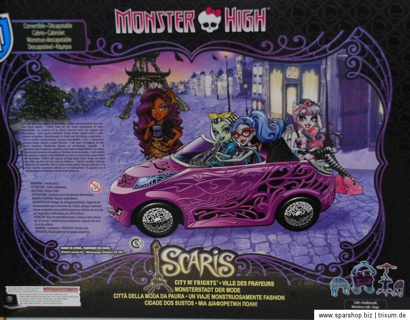 Monster High Y0425 Travel Scaris Zubehör Cabrio