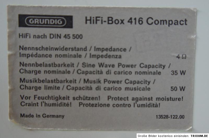 Grundig HiFi  Box 416 Compact Lautsprecher Boxen