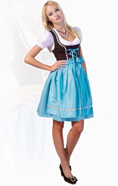 Stockerpoint Mini Dirndl 3tlg. Judy türkis karo 50 cm Wiesn Dirndl