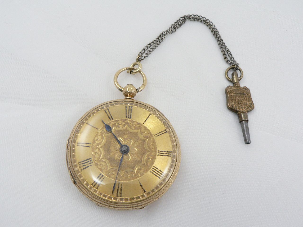 U413  ultraflache Spindel Taschenuhr ENGLAND H. Baxter Gehäuse 750er