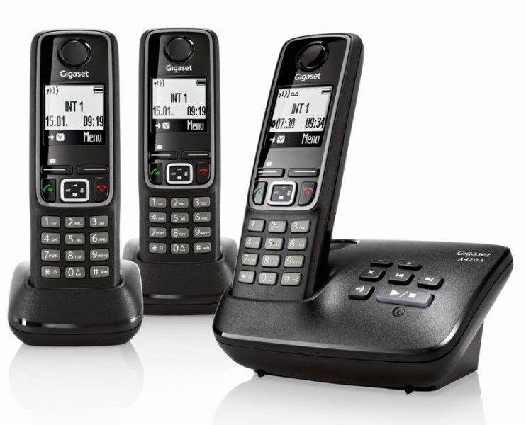 Gigaset A420A Trio ECO DECT Telefon schnurlos mit AB schwarz