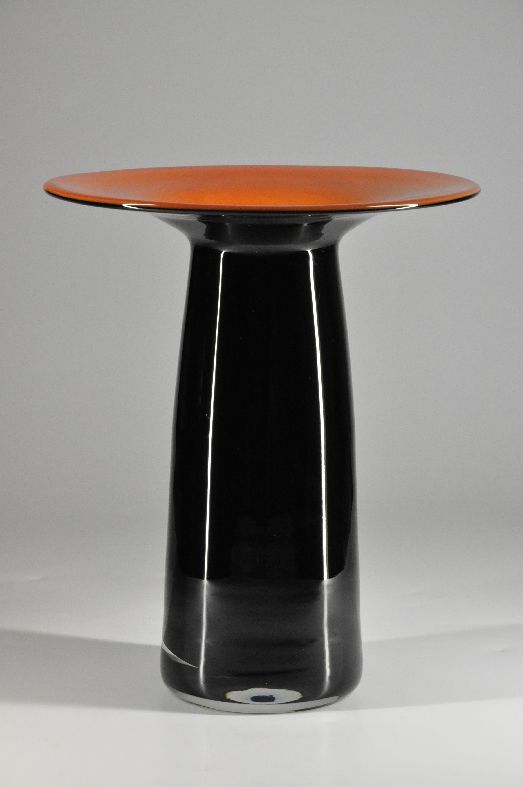 Außergewöhnliche,Vase,Schwarz,Orange,Murano,Glas,Kunst,Design,Wohnen