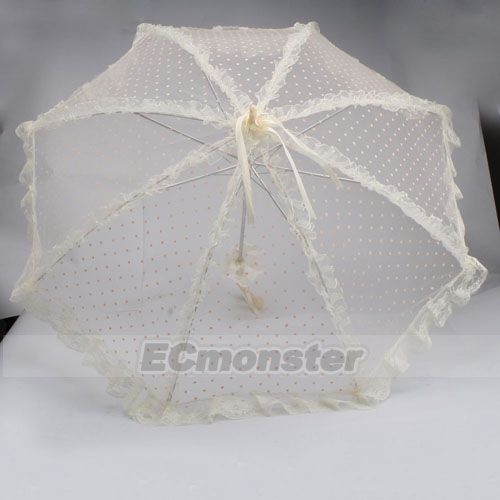 Elegant Bridal Lace Wedding Parasol Umbrella Champagne