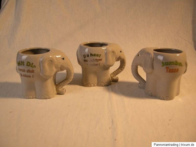 Stück Jumbo Tasse   Elefant mit Spruch   Handarbeit