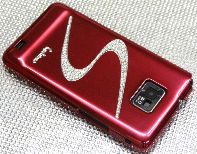 SAMSUNG GALAXY S2 i9100 rot STRASS BLING spiegel chrom Cover hard Case