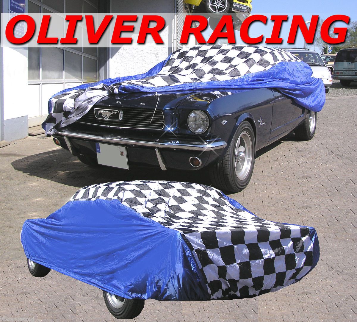 Autogarage Corvette Mustang Viper BMW Zielflagge Car Cover Autoplane