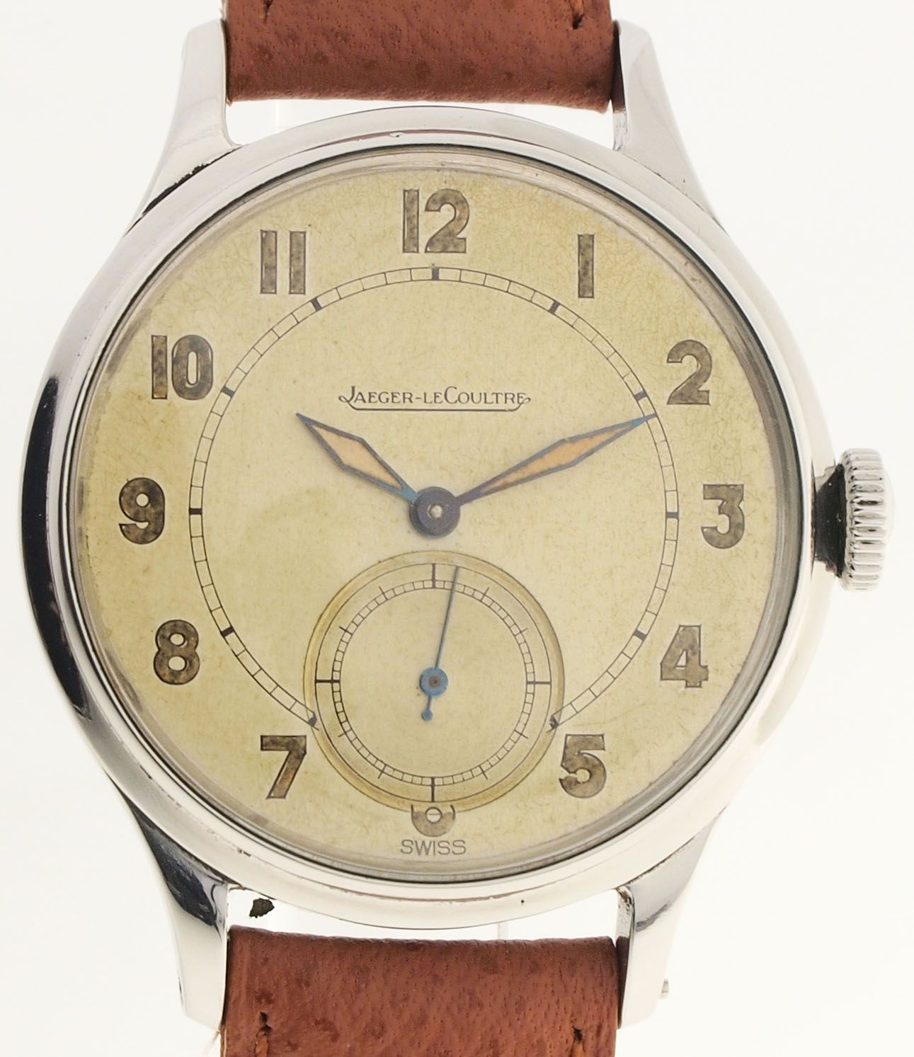  LECOULTRE MILITARY HERREN ARMBANDUHR IN STAHL Kal 489 A 1940er JAHRE