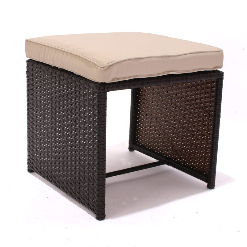 Sitzhocker ROM, Poly Rattan, anthrazit,braun meliert,weiß,sand,rot