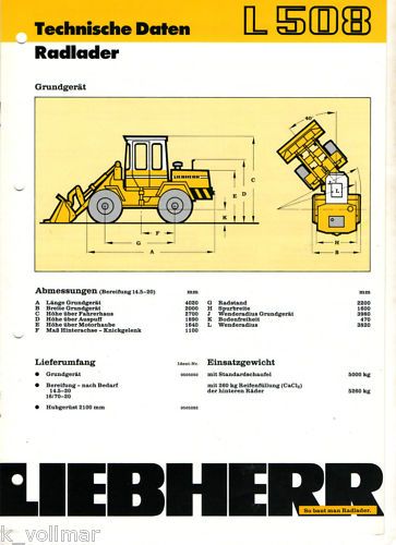 Liebherr L 508 Technische Daten Prospekt