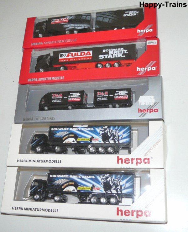 5x Herpa Fulda LKW / Scania R TL, MB, D& SOVP 187 TOP