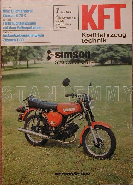 1983 Kraftfahrzeugtechnik Simson S70 Comfort Ikarus 543 Zastava Toyota