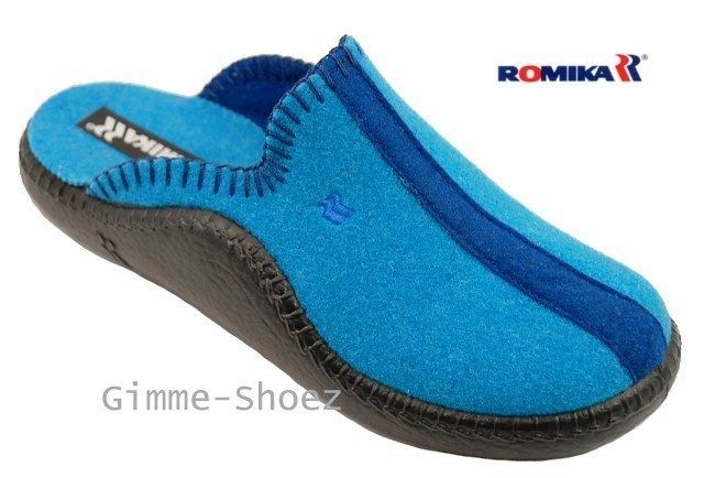 Romika Hausschuhe Woll Filz petrol blau Mokasso NEU