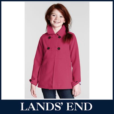 LANDS´ END Mädchen Kurzmantel Mantel Knopleiste Fleece