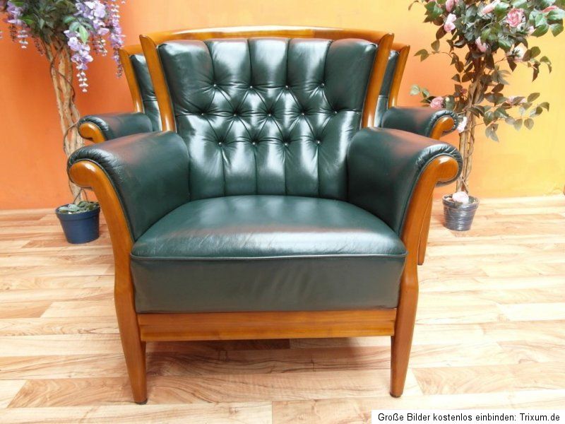 Couchgarnitur Chesterfield Echtleder Kirschbaum Sofa 01783138839