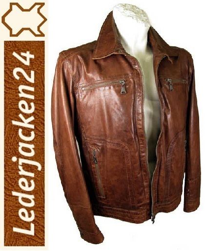 Pierre Cardin   Herren Lederjacke Lammnappa vintage brandy NEU 4174